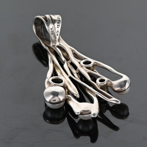 Vintage Fine Sterling silver Hagit Gorali ISRAEL Pendant w/blue Topaz & Pearls - Picture 3 of 6